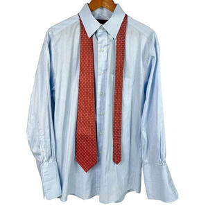 Tasso Elba Men's Long Sleeve Blue Dress Shirt & Tie Size Large 16, 32/33